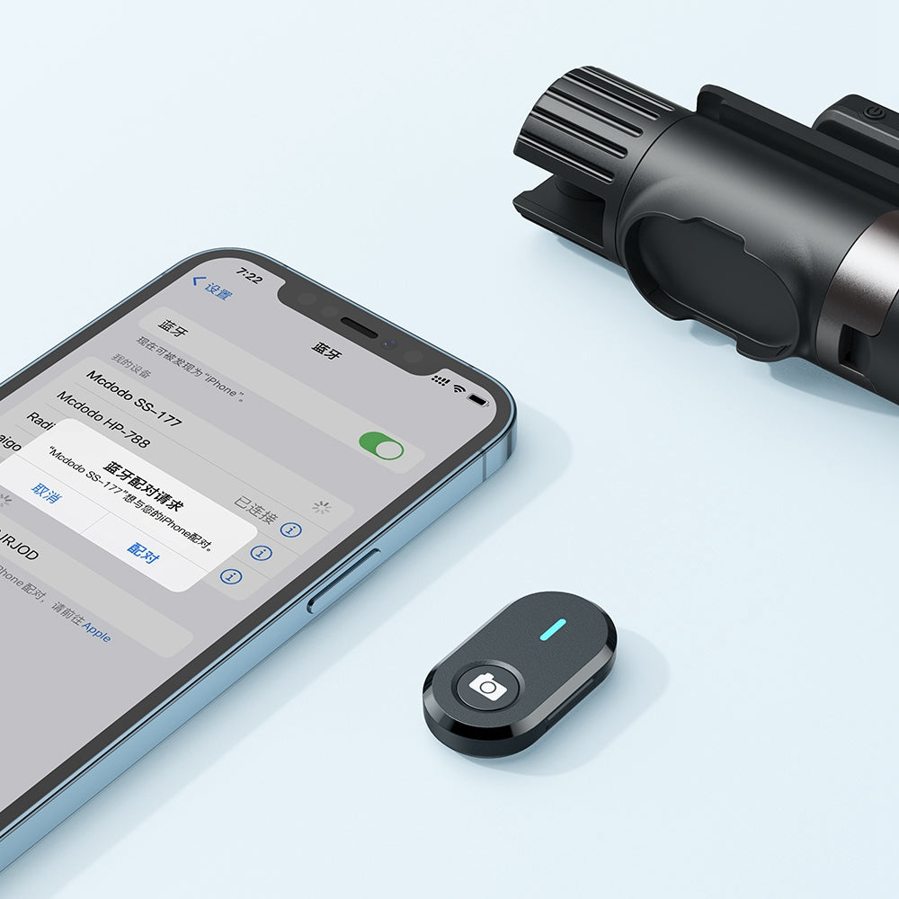 MCDODO MDD SS-1771 Dual Lights Wireless Selfie Stick Portable Tripod Phone Stand with 360-Degree Rotating Phone Clip/Remote for Photography Live Streaming - Black