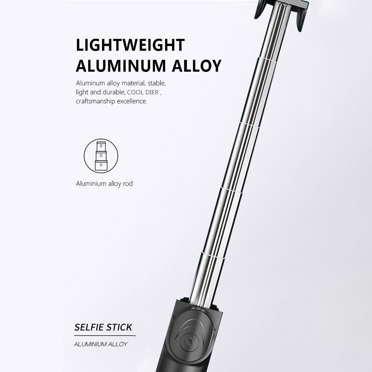 XT02S 70cm Extendable Selfie Stick Tripod Stand with Bluetooth Remote Control LED Light for Youtube Makeup Photography Livestream - Black