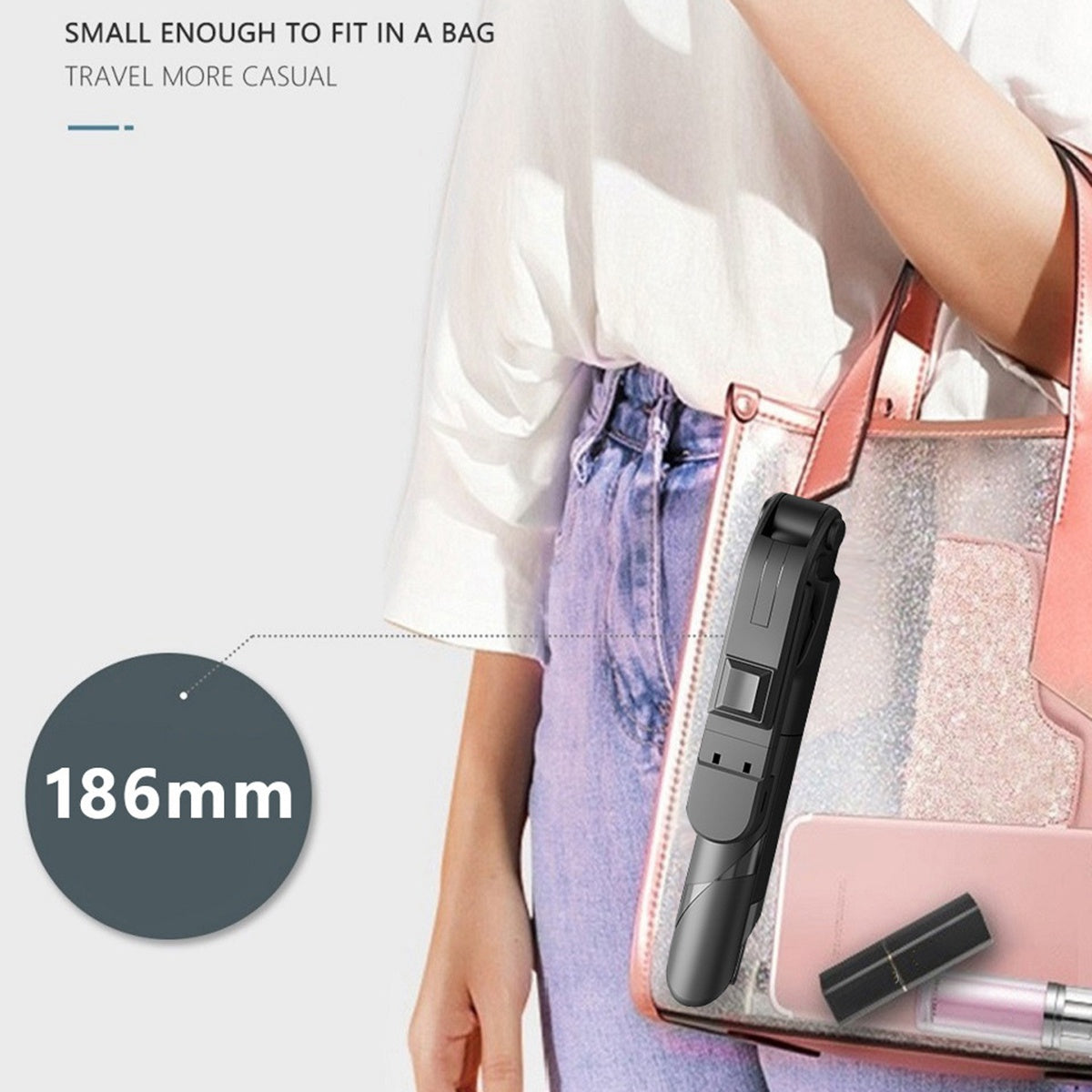 XT02S 70cm Extendable Selfie Stick Tripod Stand with Bluetooth Remote Control LED Light for Youtube Makeup Photography Livestream - White