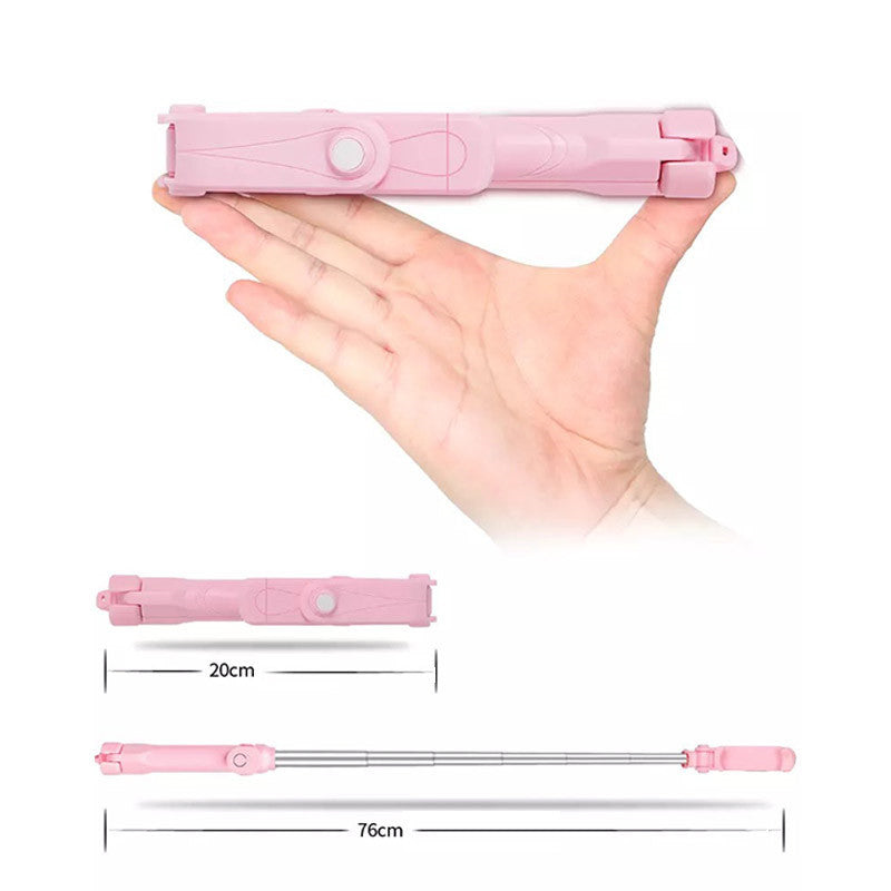 XT10 Wireless Bluetooth Selfie Stick Portable Folding Mini Selfie Stick Retractable Tripod Stand with 360-Degree Rotating Phone Holder - White