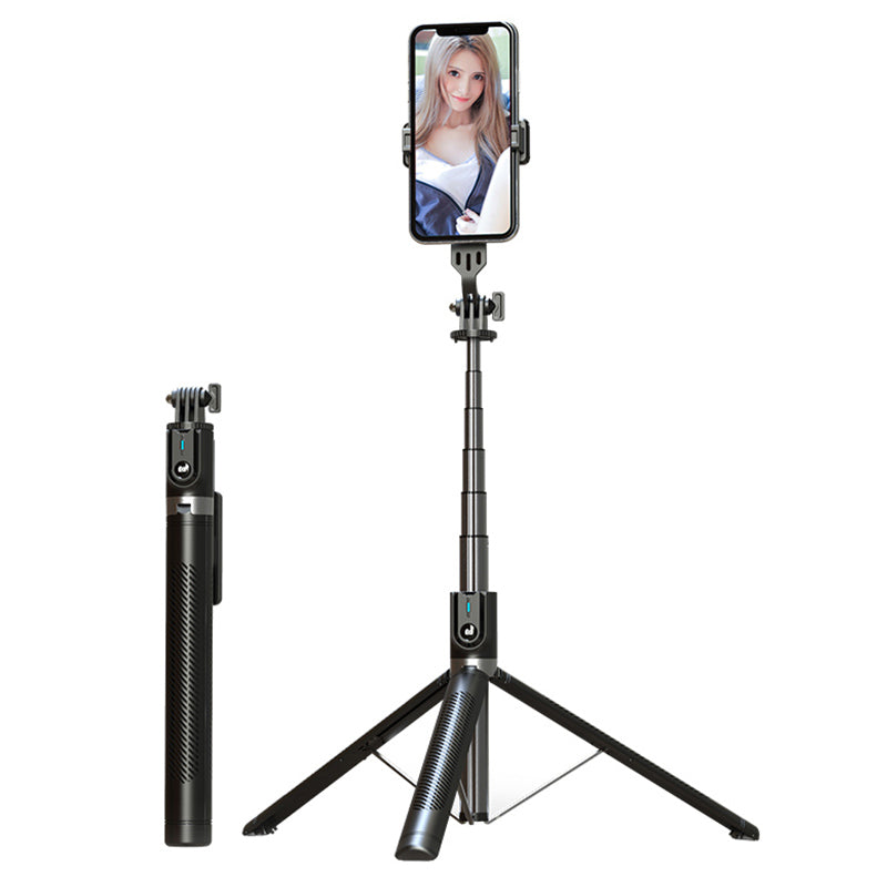 P100 1.8m Aluminum Alloy Portable Selfie Stick Retractable Tripod Stand 360-Degree Rotating Phone Holder for Photography