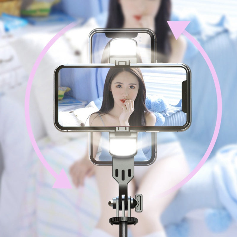 P100D-2 1.8m Aluminum Alloy Telescopic Selfie Stick Bluetooth Remote Control Tripod with Dual Fill Lights