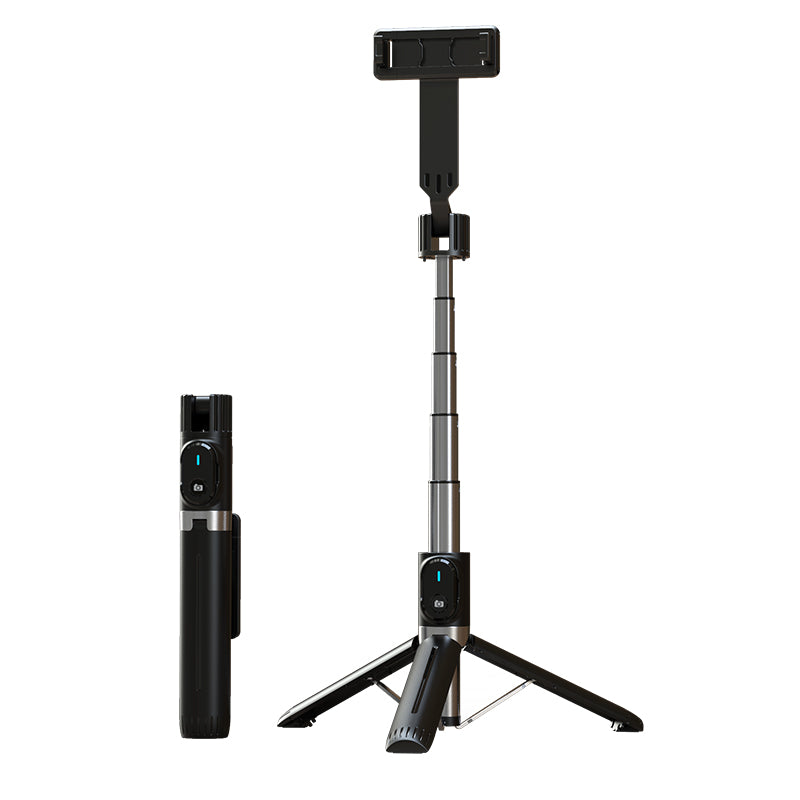 P90 1.1m Extension Selfie Stick Phone Clip Holder Wireless Remote Controlled Photography Tripod Stand - Black