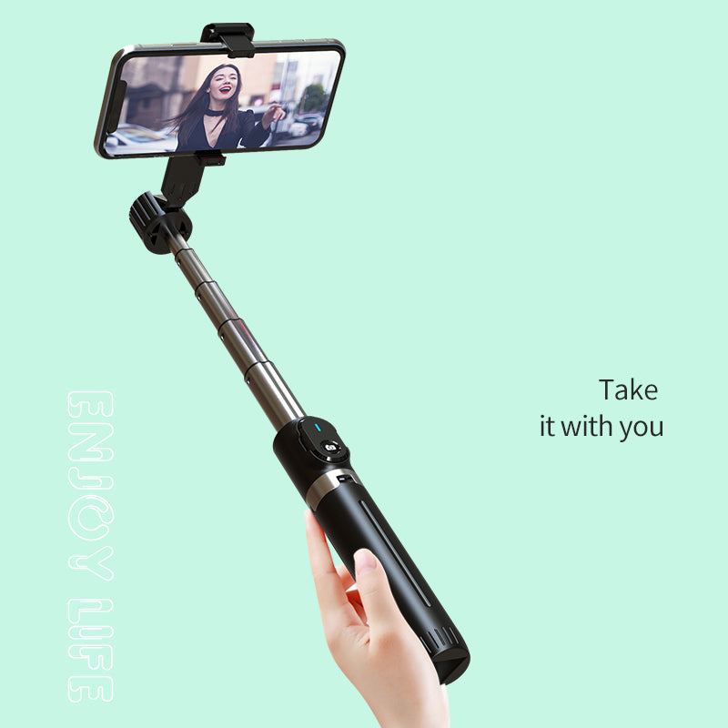 P90 1.1m Extension Selfie Stick Phone Clip Holder Wireless Remote Controlled Photography Tripod Stand - Pink