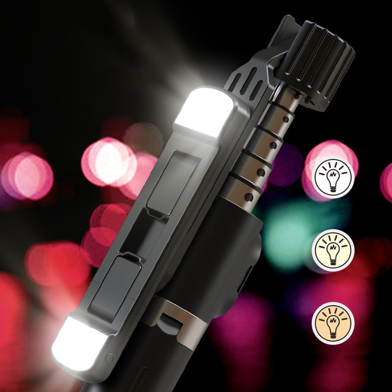 P90D-2 1.1m Extension Tripod Stand Phone Clip Holder Wireless Remote Controlled Selfie Stick with Dual Fill Lights - Black