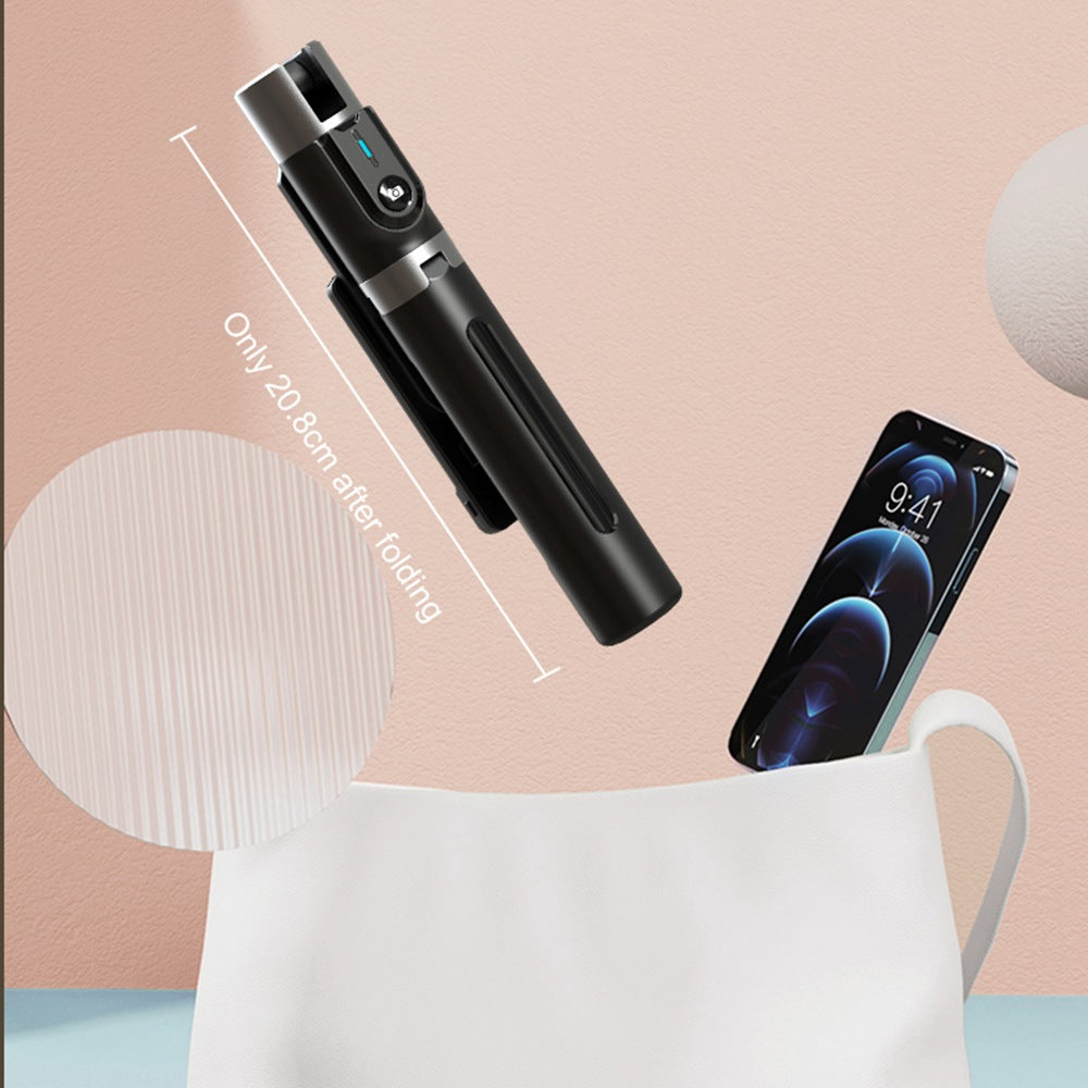 P96D Thickened Stable 1.1m Extendable Rod Selfie Stick Bluetooth Remote Control Tripod with Single Fill Light - Pink