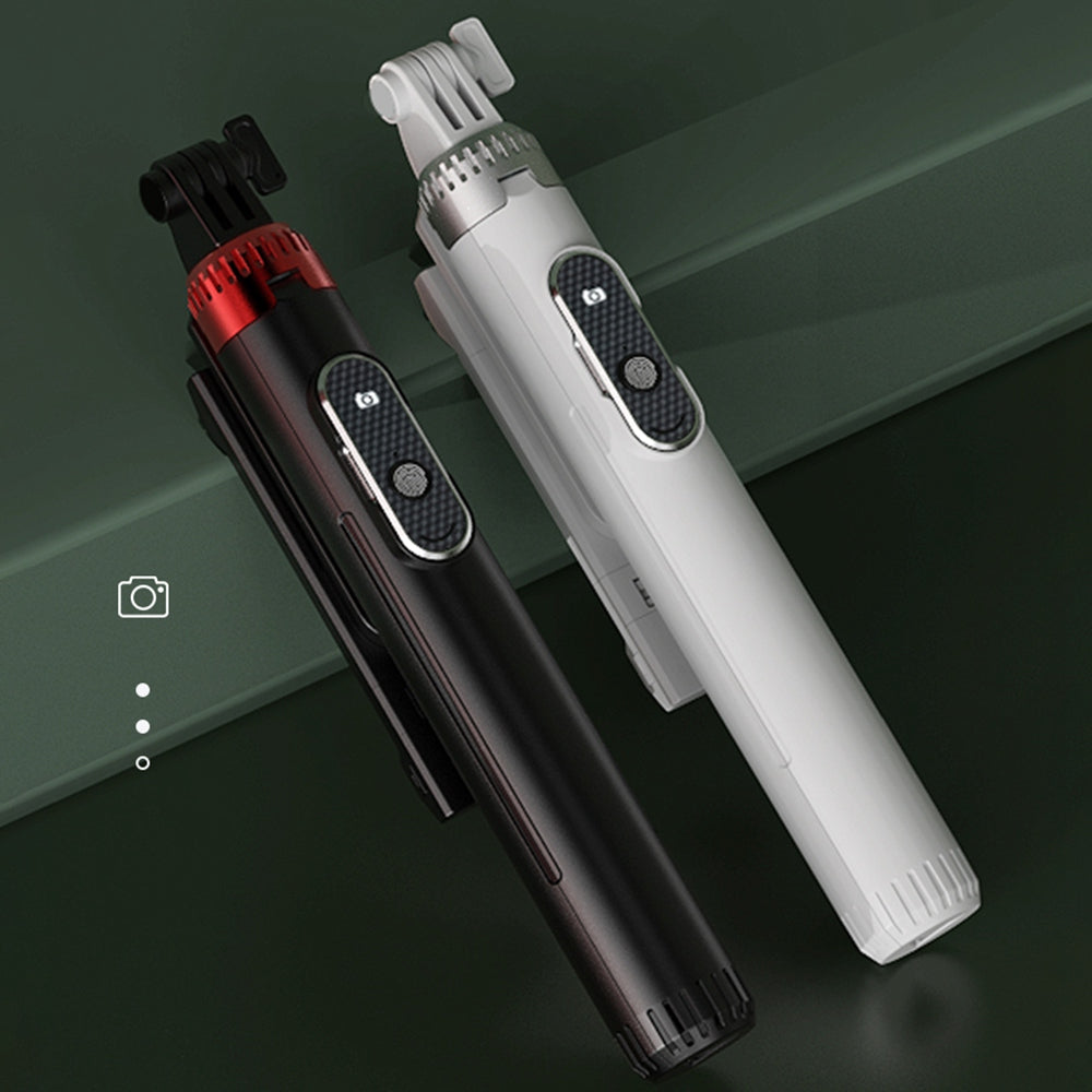 P160D 1.6m Extendable Selfie Stick Camera Tripod Stand with Single Fill Light and Wireless Bluetooth Remote Control - White