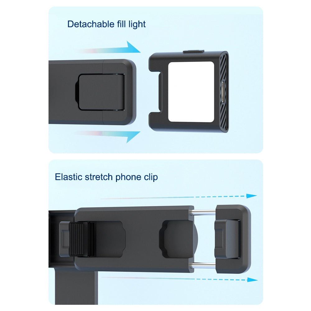 P40L Aluminum Alloy Telescopic Tripod Stand Bluetooth Remote Control Selfie Stick with Double Phone Holder (No Fill Light)