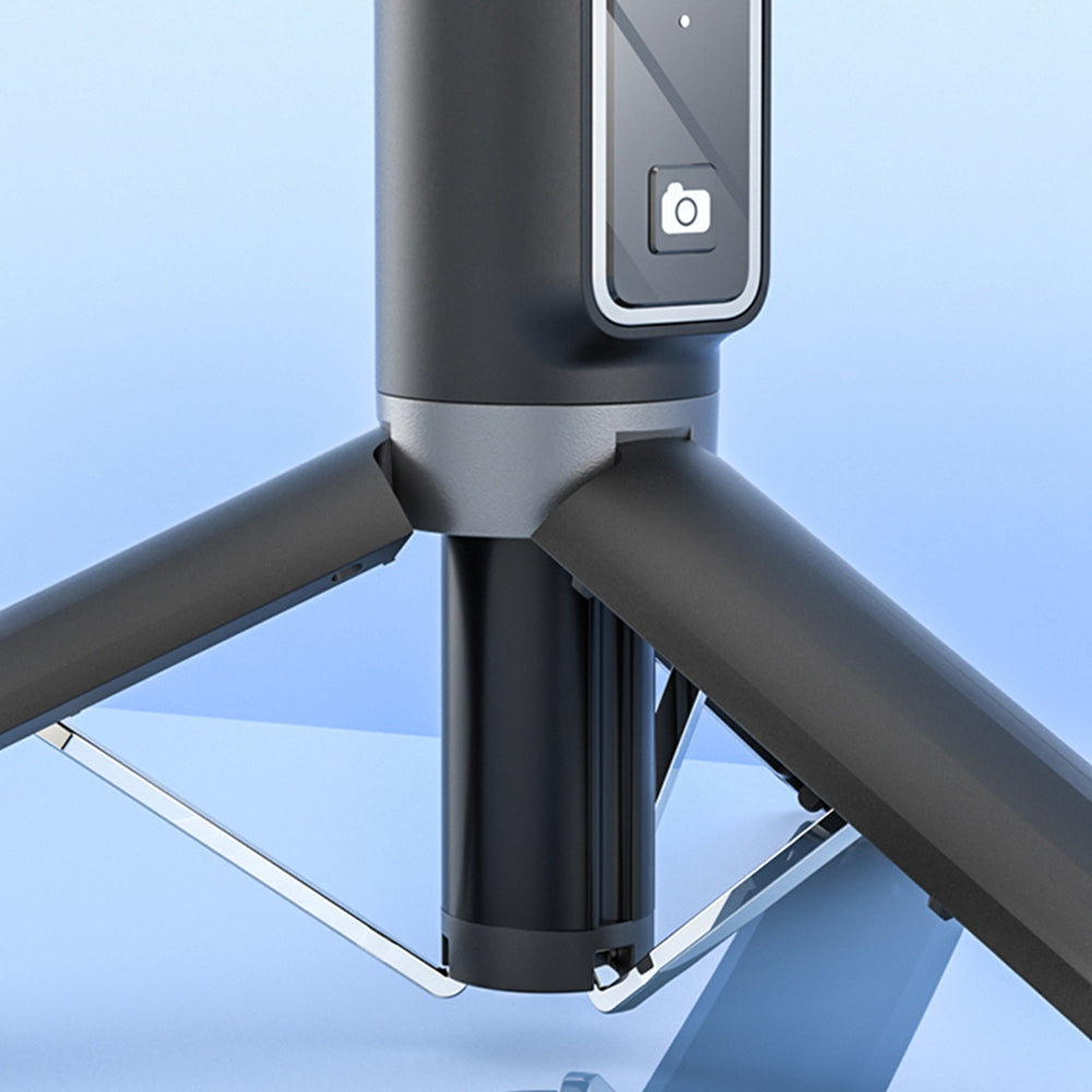 P40L Aluminum Alloy Telescopic Tripod Stand Bluetooth Remote Control Selfie Stick with Double Phone Holder (No Fill Light)