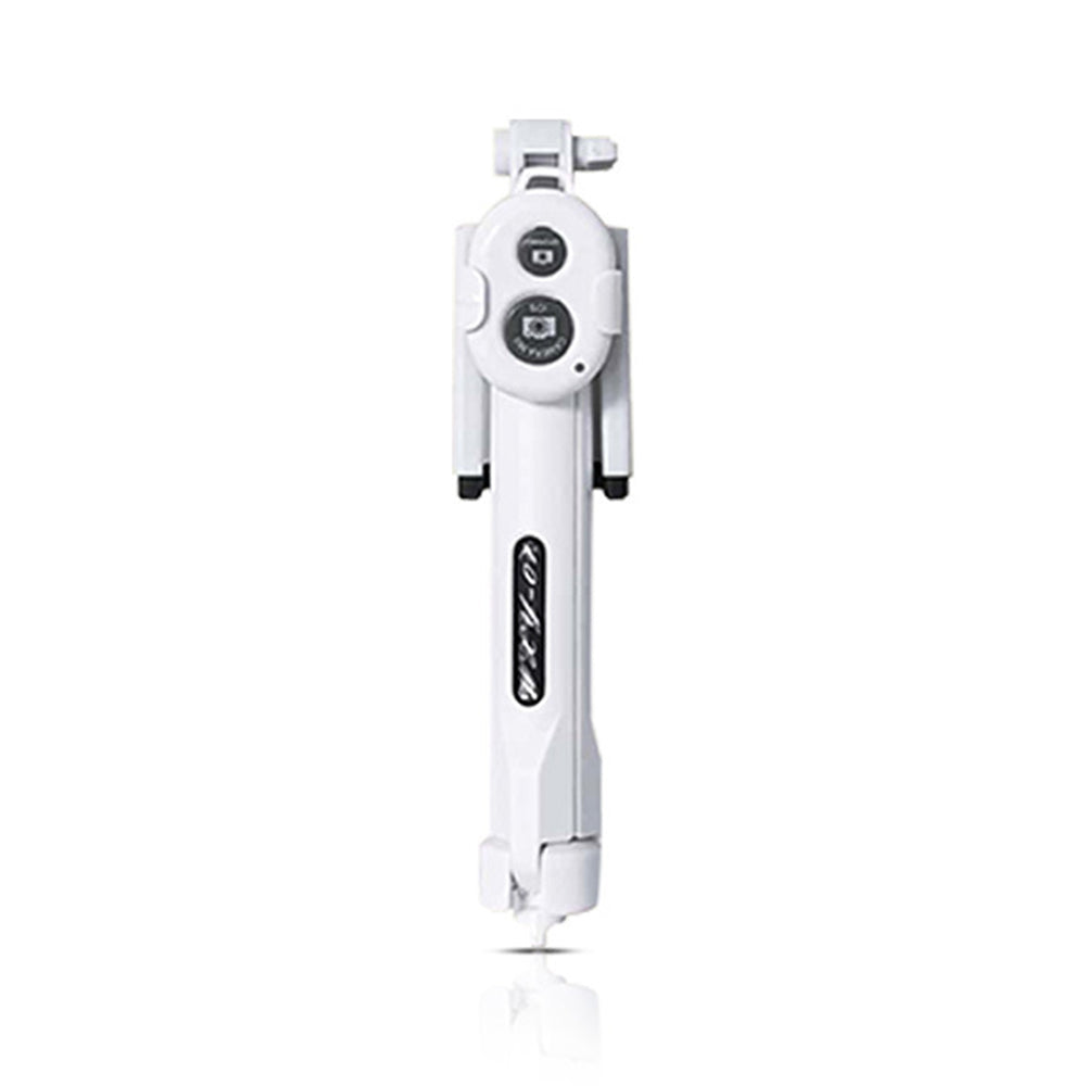 qq-1 75cm Extendable Selfie Stick Tripod Stand Phone Clip Holder with Wireless Bluetooth Remote Control - White