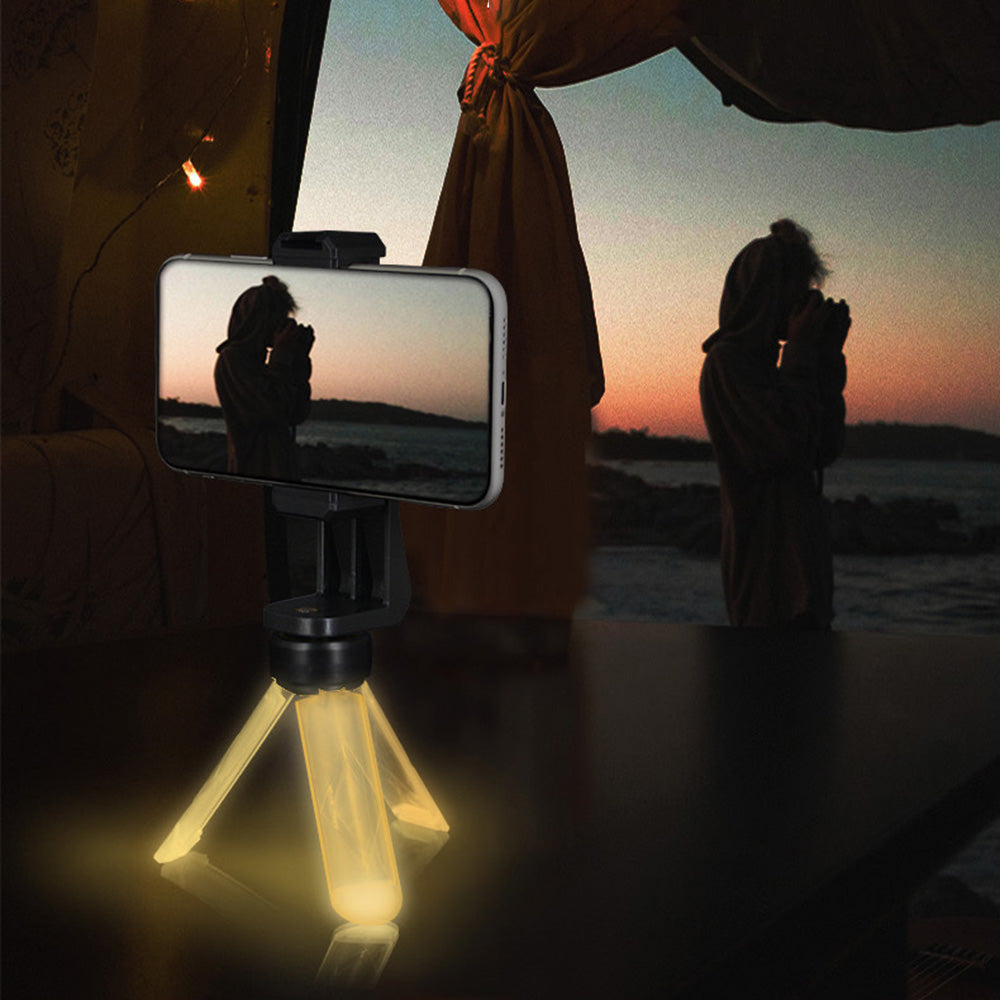 LY01 Outdoor Camping Lighting Tripod with Phone Holder Clip for Photography / Video / Live Streaming - Warm White
