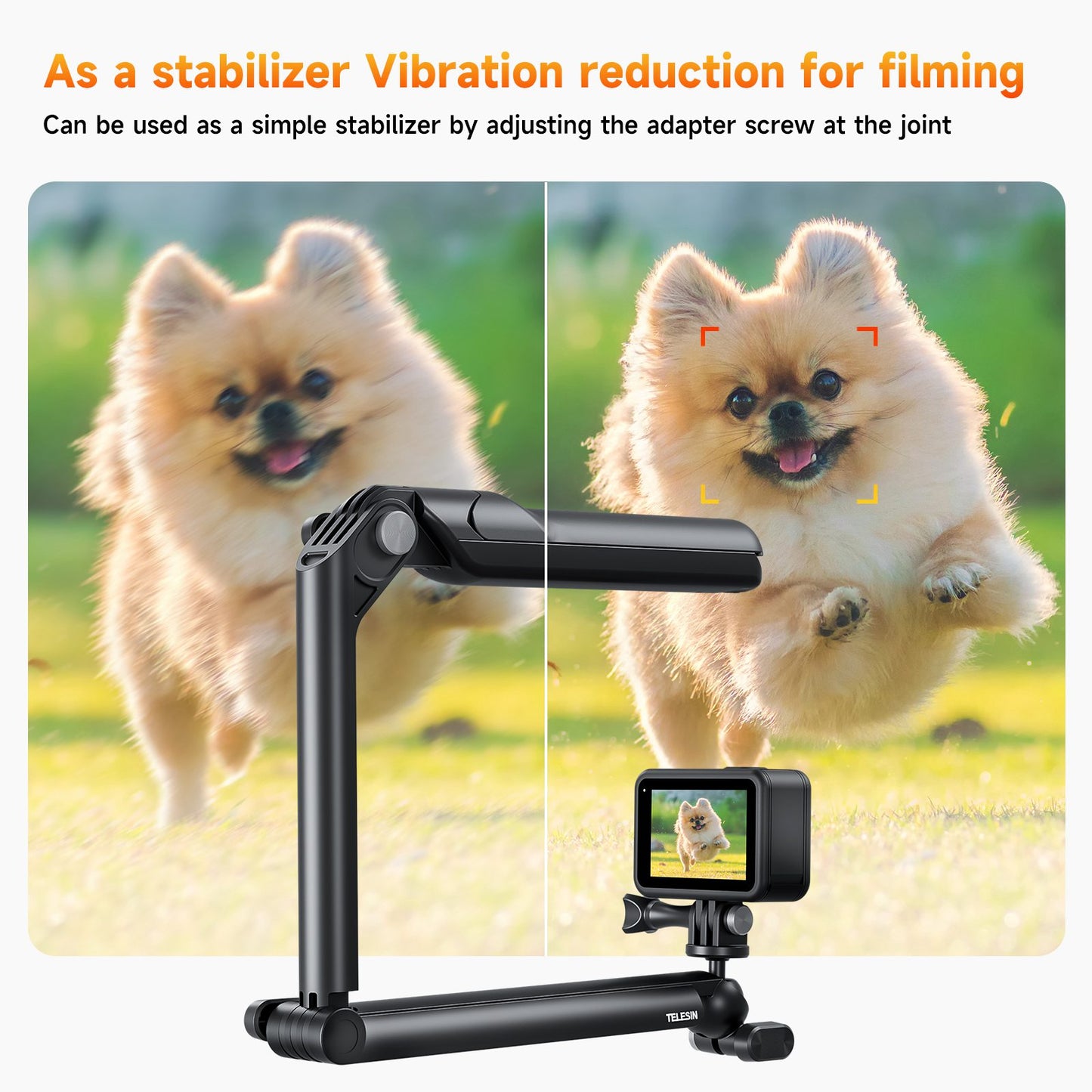 TELESIN TE-TRP-009 Multi-functional Tri-fold Selfie Stick 360-Degree Rotating Tripod Phone Holder with Camera 3-Jaw Adapter for Action Camera, Mobile Phones