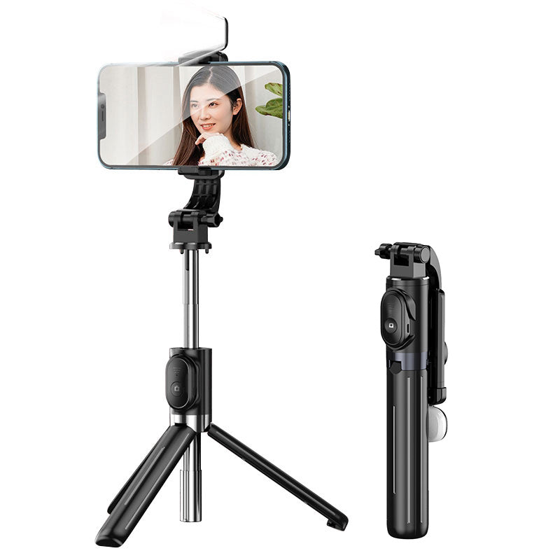 Z8S 103cm 2 in 1 Telescopic Wireless Bluetooth Selfie Stick Remote Control Folding Tripod with Fill Light - Black