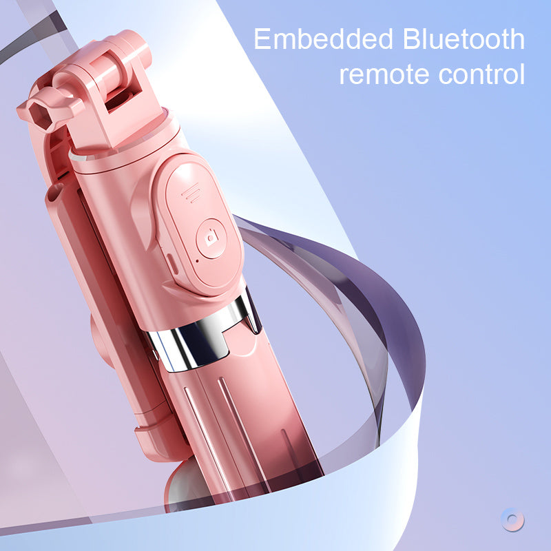 Z8S 103cm 2 in 1 Telescopic Wireless Bluetooth Selfie Stick Remote Control Folding Tripod with Fill Light - Black