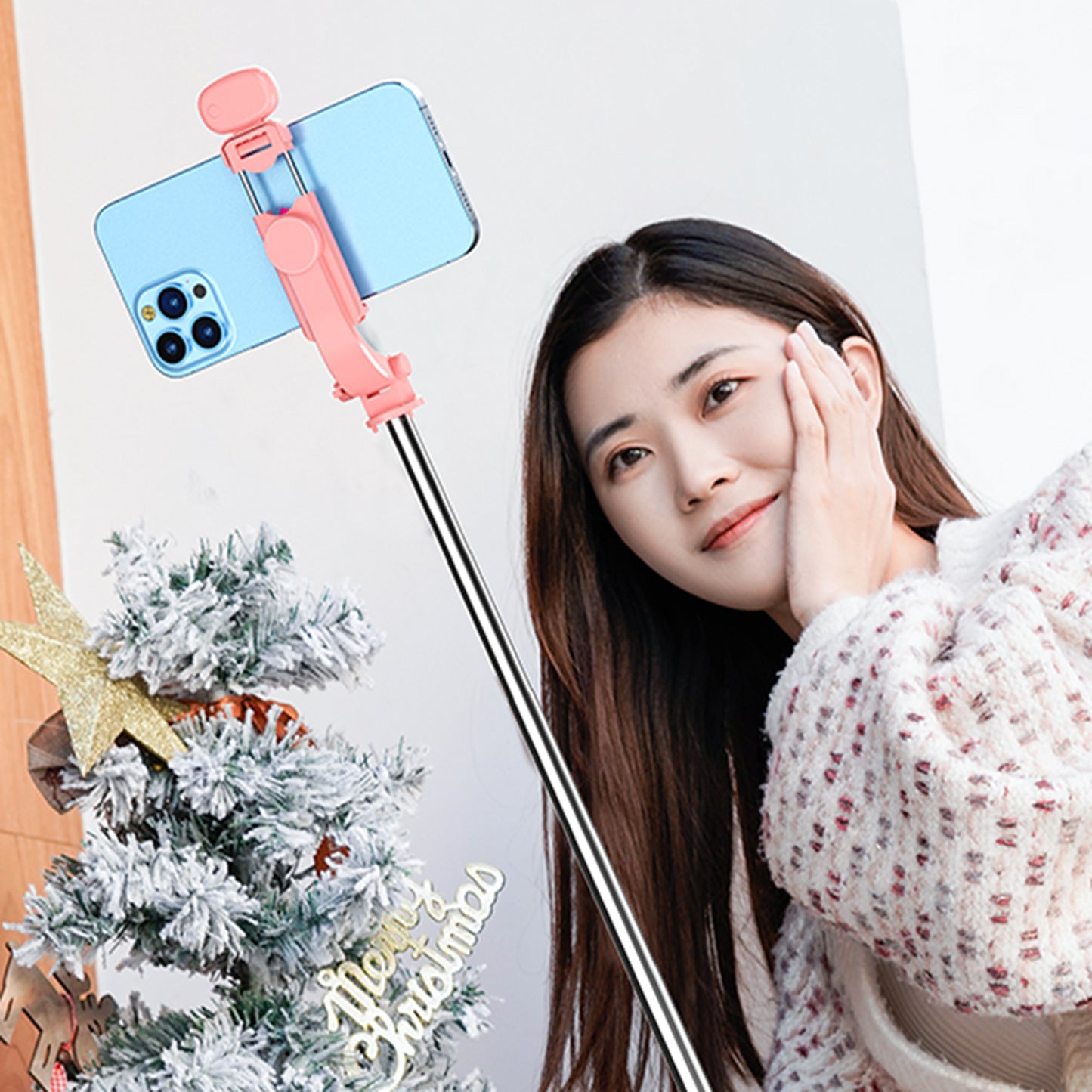 Z11S 103cm Portable Extendable Aluminum Pole Bluetooth Remote Control Phone Selfie Stick Photography Tripod with Fill Light - Black