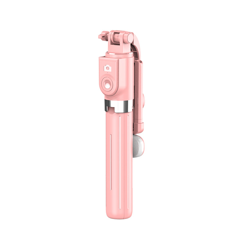 Z11S 103cm Portable Extendable Aluminum Pole Bluetooth Remote Control Phone Selfie Stick Photography Tripod with Fill Light - Pink