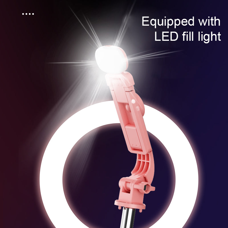 Z11S 103cm Portable Extendable Aluminum Pole Bluetooth Remote Control Phone Selfie Stick Photography Tripod with Fill Light - Pink