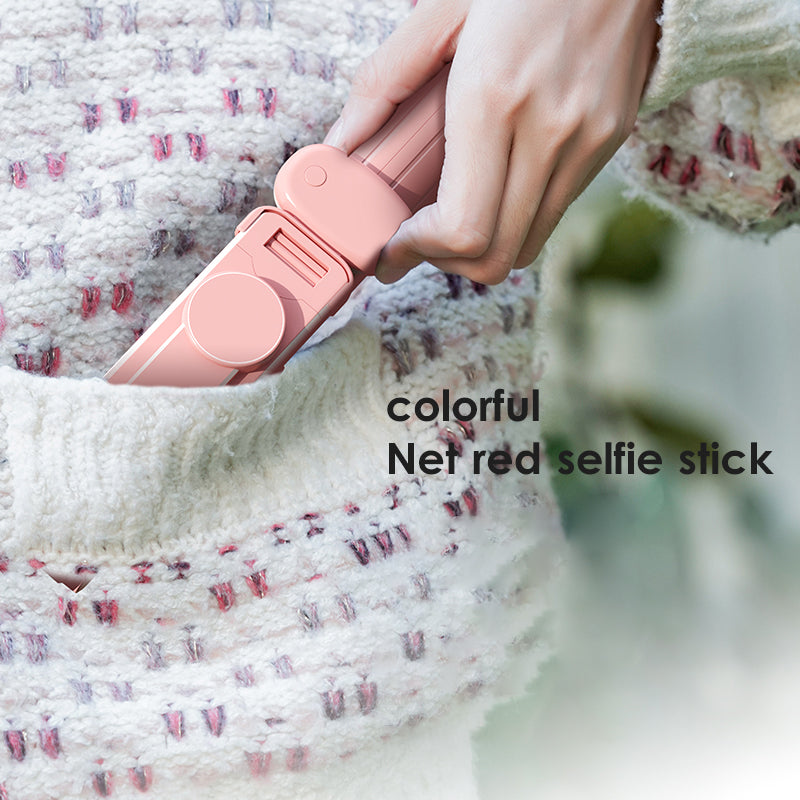 Z11S 103cm Portable Extendable Aluminum Pole Bluetooth Remote Control Phone Selfie Stick Photography Tripod with Fill Light - Pink