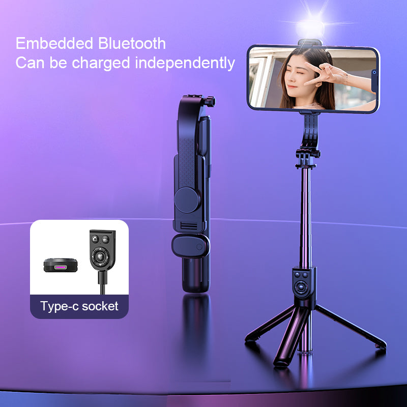 Z12S 105cm Mini Portable Extendable Bluetooth Remote Control Selfie Stick Phone Photography Tripod with Fill Light - White