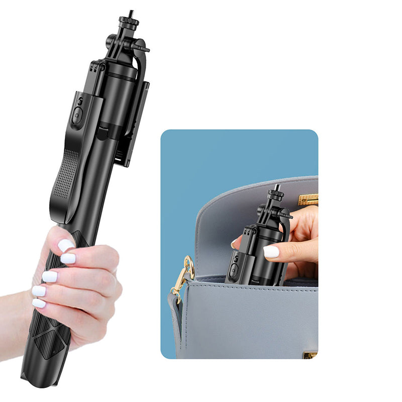 L16 Tripod Stand Camera Gimbal Stabilizer Wireless Bluetooth Remote Control 34-153cm Extendable Selfie Stick Phone Clip Holder with One Fill Light