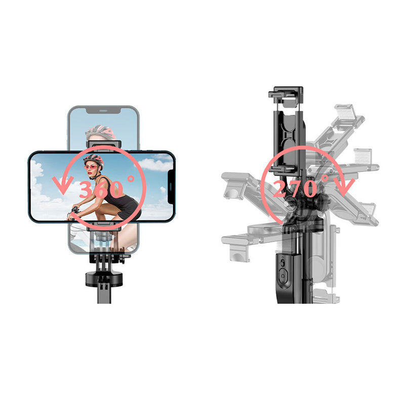 L16 Tripod Stand Camera Gimbal Stabilizer Wireless Bluetooth Remote Control 34-153cm Extendable Selfie Stick Phone Clip Holder with One Fill Light