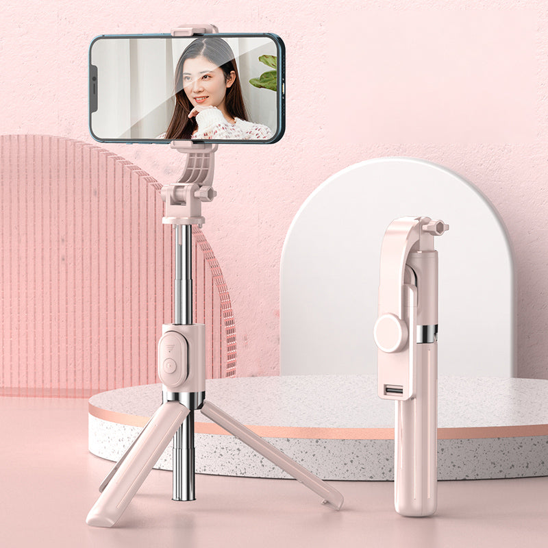 Z8 103cm Extendable Selfie Stick Tripod Cell Phone Holder Selfie Stick Stand with Wireless Remote Control - Pink