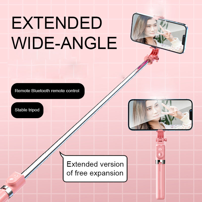 Z11 103cm Selfie Stick Tripod Telescopic Portable Phone Stand with Bluetooth Wireless Remote Control for Vlogging Live Streaming - Pink