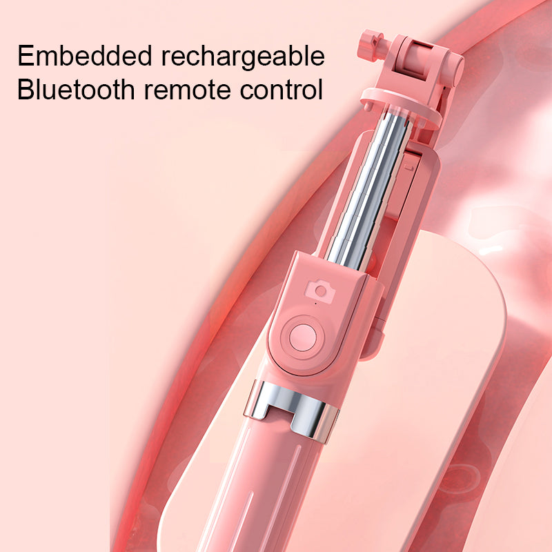 Z11 103cm Selfie Stick Tripod Telescopic Portable Phone Stand with Bluetooth Wireless Remote Control for Vlogging Live Streaming - Pink