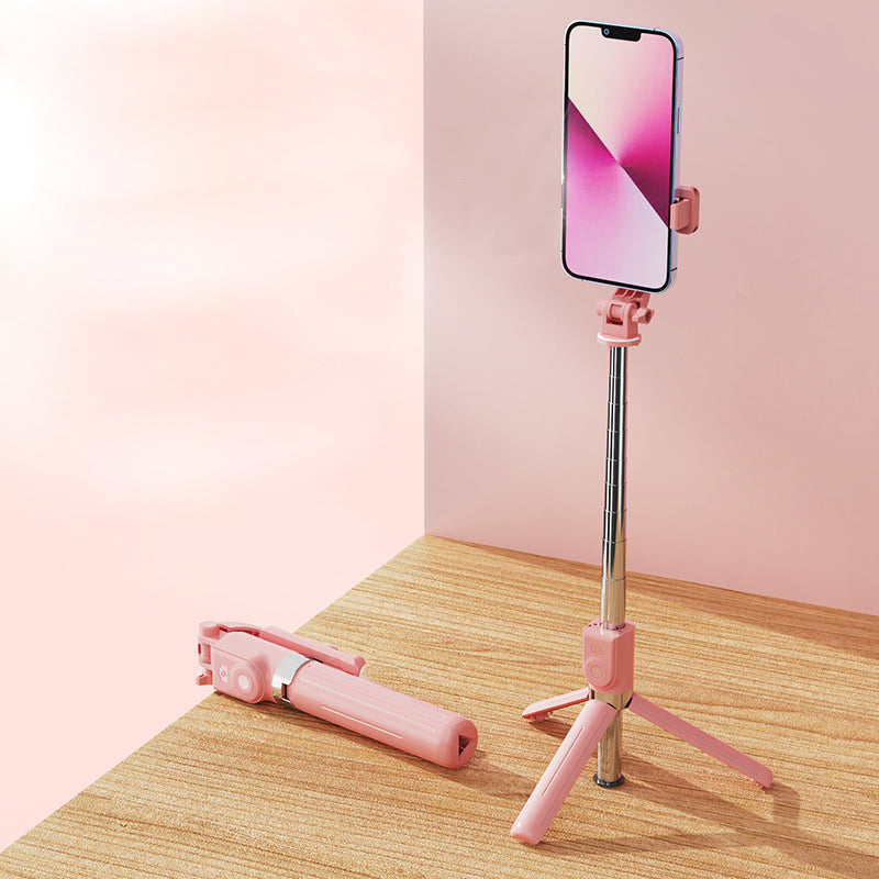 Z11 103cm Selfie Stick Tripod Telescopic Portable Phone Stand with Bluetooth Wireless Remote Control for Vlogging Live Streaming - Pink