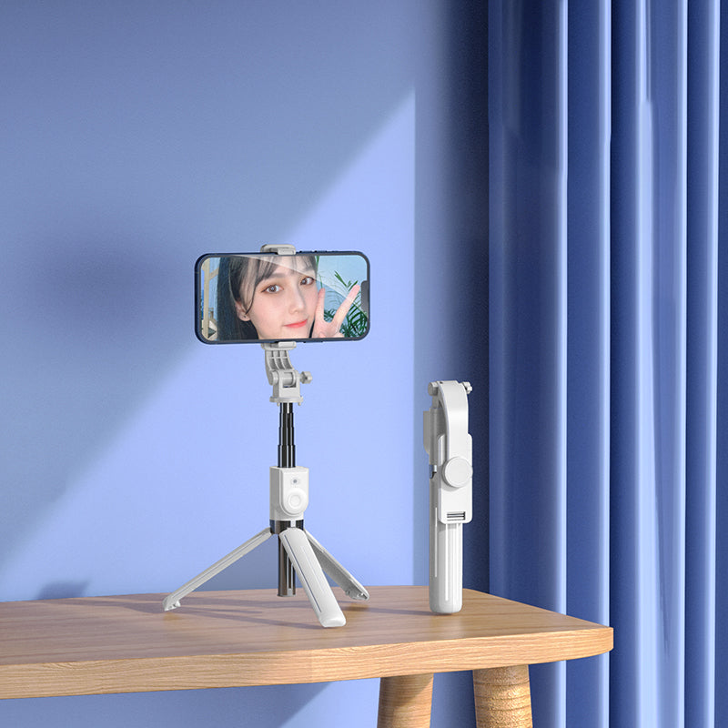 Z11 103cm Selfie Stick Tripod Telescopic Portable Phone Stand with Bluetooth Wireless Remote Control for Vlogging Live Streaming - White