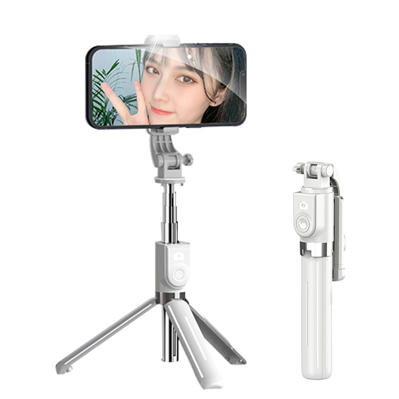 Z11 103cm Selfie Stick Tripod Telescopic Portable Phone Stand with Bluetooth Wireless Remote Control for Vlogging Live Streaming - White