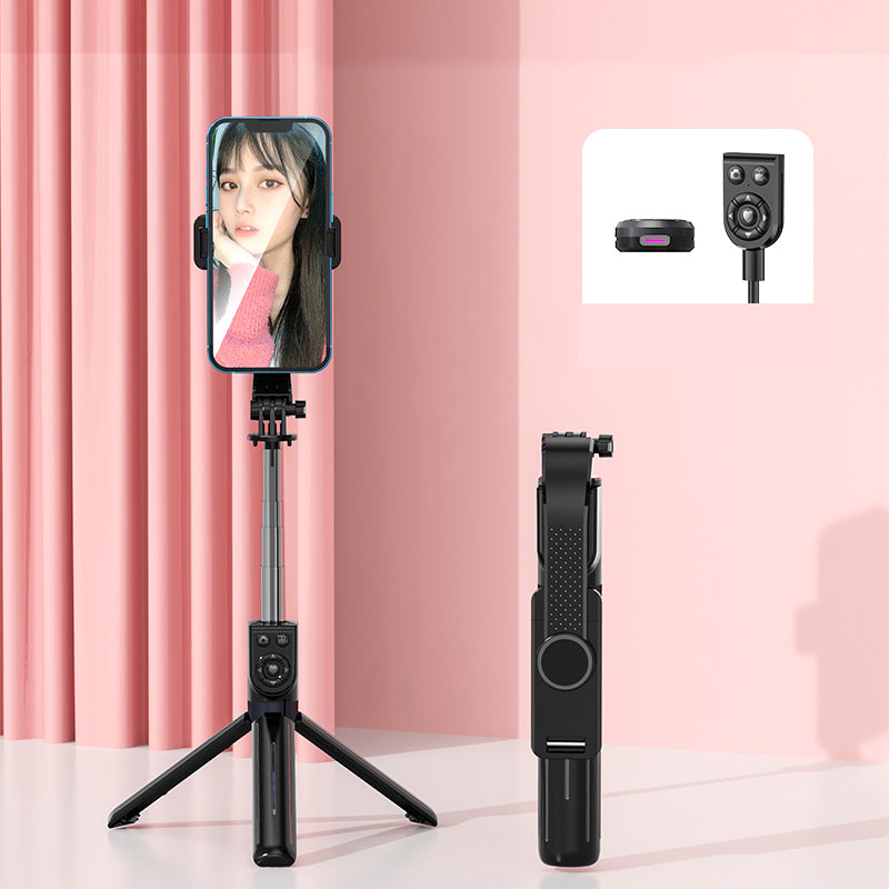 Z12 105cm Extendable Selfie Stick Phone Tripod with 7-Keys Rechargeable Remote Control, Portable Phone Stand - Black