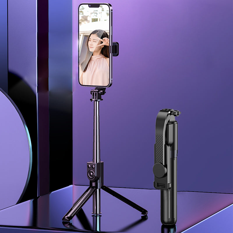 Z12 105cm Extendable Selfie Stick Phone Tripod with 7-Keys Rechargeable Remote Control, Portable Phone Stand - Pink