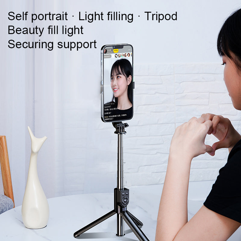 Z12 105cm Extendable Selfie Stick Phone Tripod with 7-Keys Rechargeable Remote Control, Portable Phone Stand - Pink