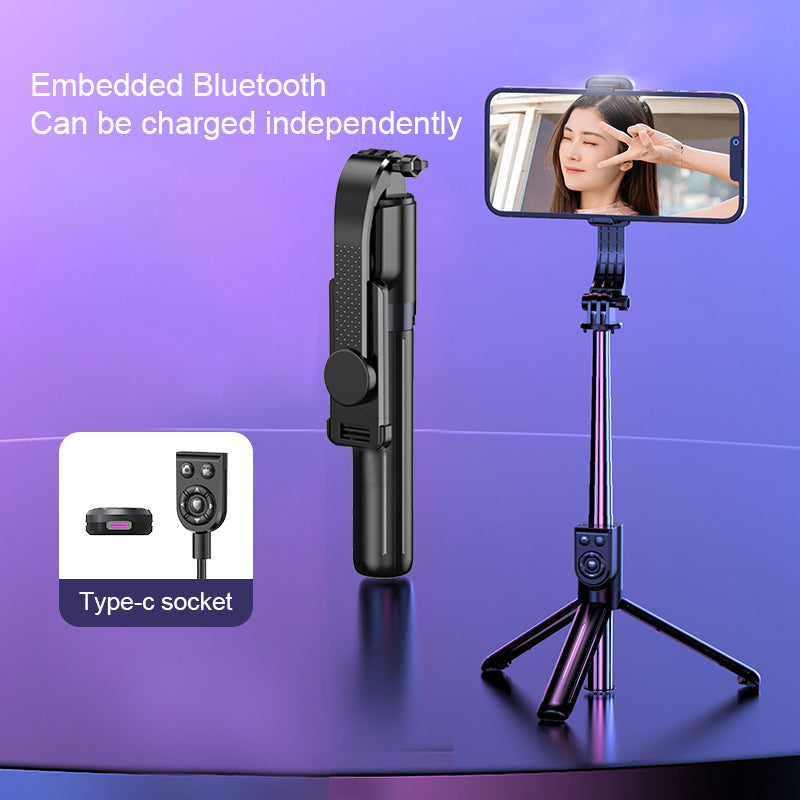 Z12 105cm Extendable Selfie Stick Phone Tripod with 7-Keys Rechargeable Remote Control, Portable Phone Stand - Pink