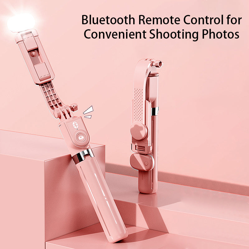 Z100S 100cm Foldable Extendable Selfie Stick Tripod Stand with Rechargeable Bluetooth Remote Control and LED Fill Light - Black