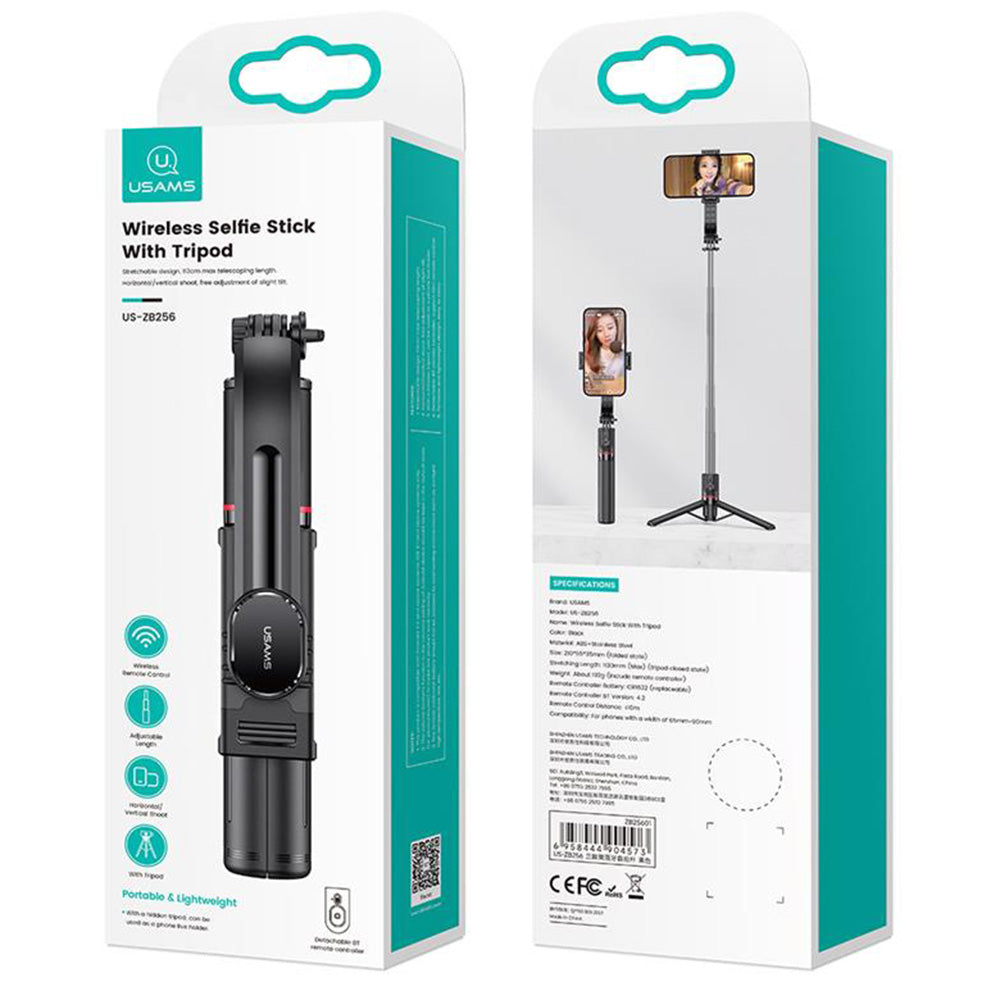 Uniqkart US-ZB256 Phone Holder Extendable Tripod Floor Stand Bluetooth Live Streaming Selfie Stick