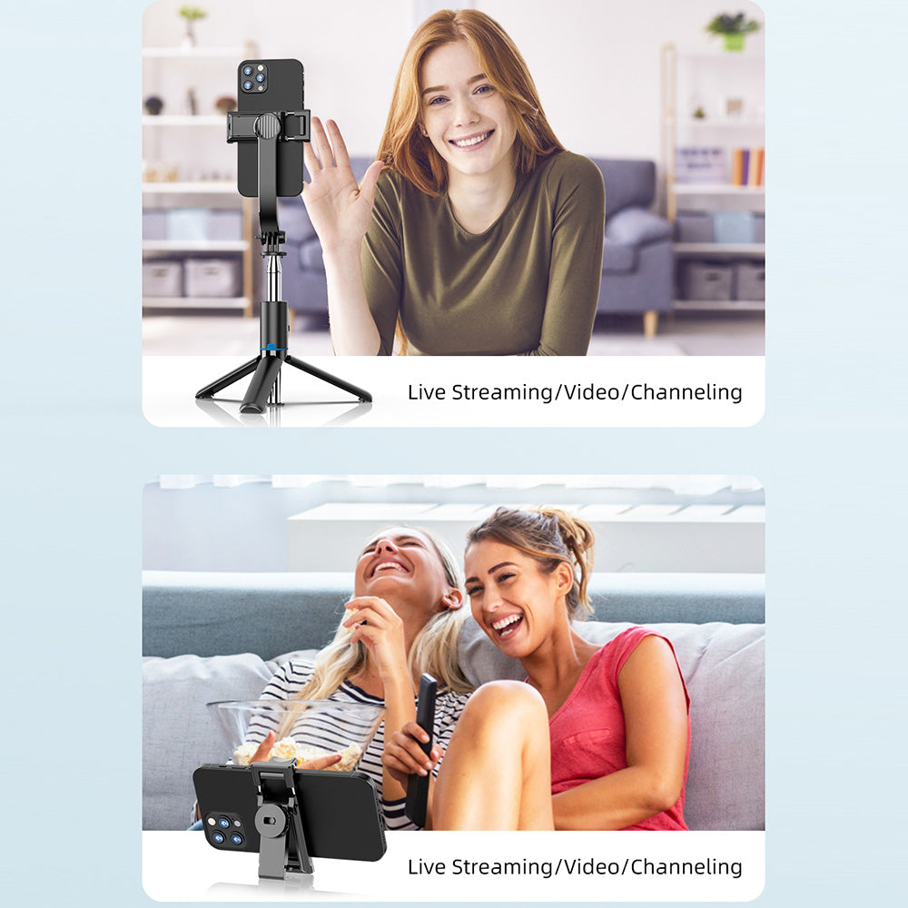 C01 1.06m Extendable Selfie Stick Tripod Stand Detachable Bracket Phone Clip Holder with Bluetooth Remote Controller