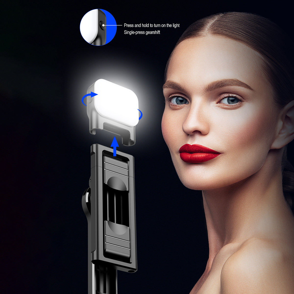 C01S Selfie Stick Telescopic Tripod Stand LED Fill Light Detachable Phone Clip Holder with Bluetooth Remote Control