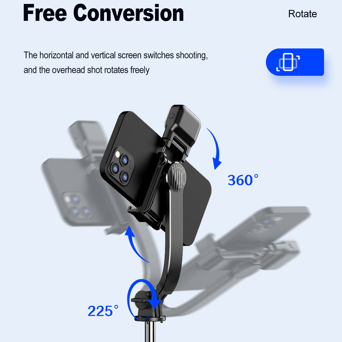 C01S Selfie Stick Telescopic Tripod Stand LED Fill Light Detachable Phone Clip Holder with Bluetooth Remote Control