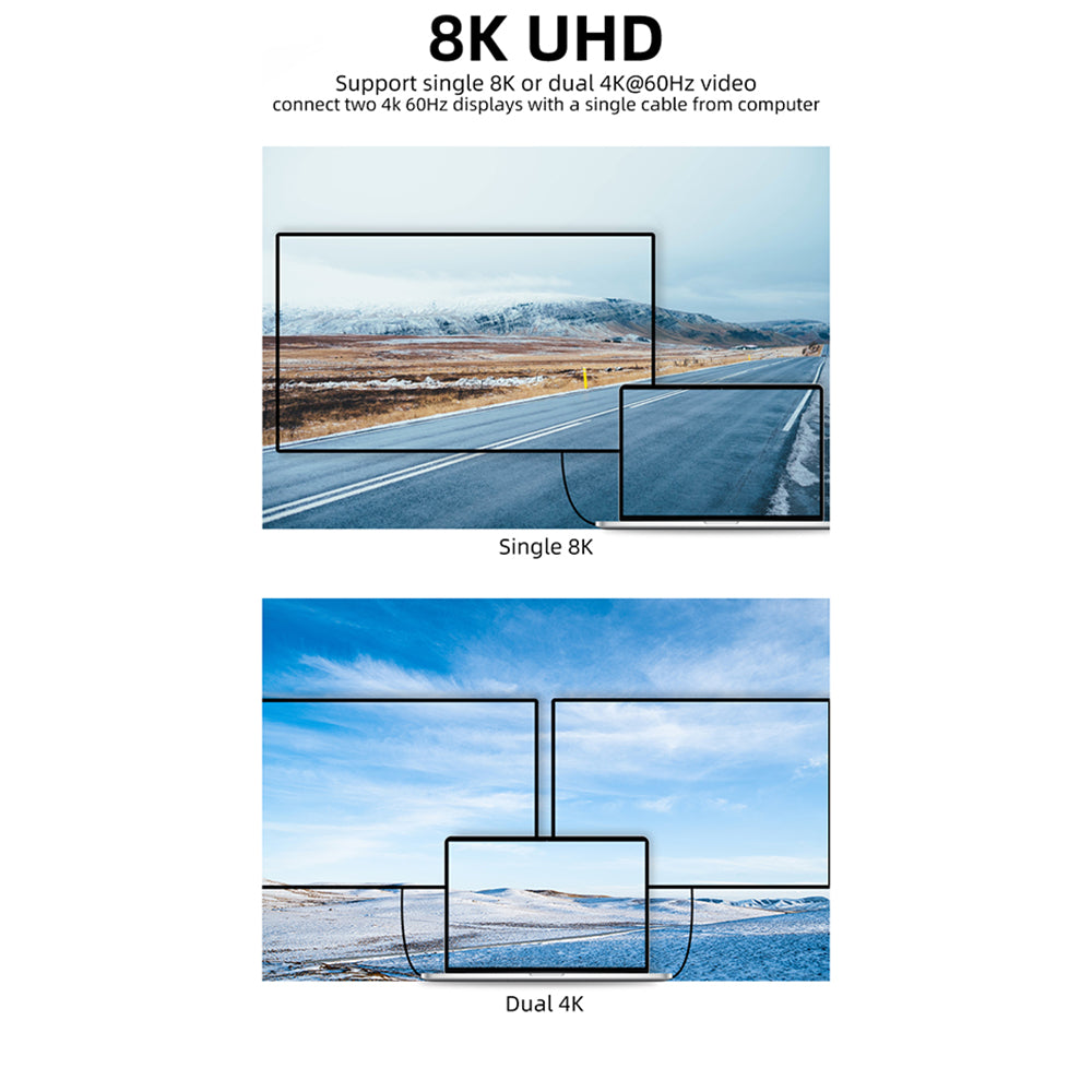 1.2m 100W Fast Charging Cable Male to Male 40Gbps High-speed Data Transformation Adapter Cable for Thunderbolt 4 Docking Station - Black