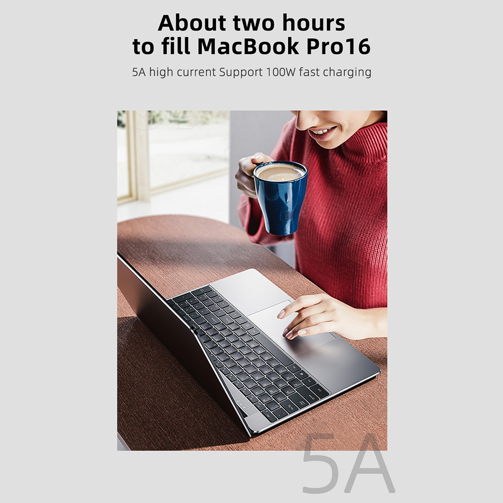 1.2m 100W Fast Charging Cable Male to Male 40Gbps High-speed Data Transformation Adapter Cable for Thunderbolt 4 Docking Station - Black