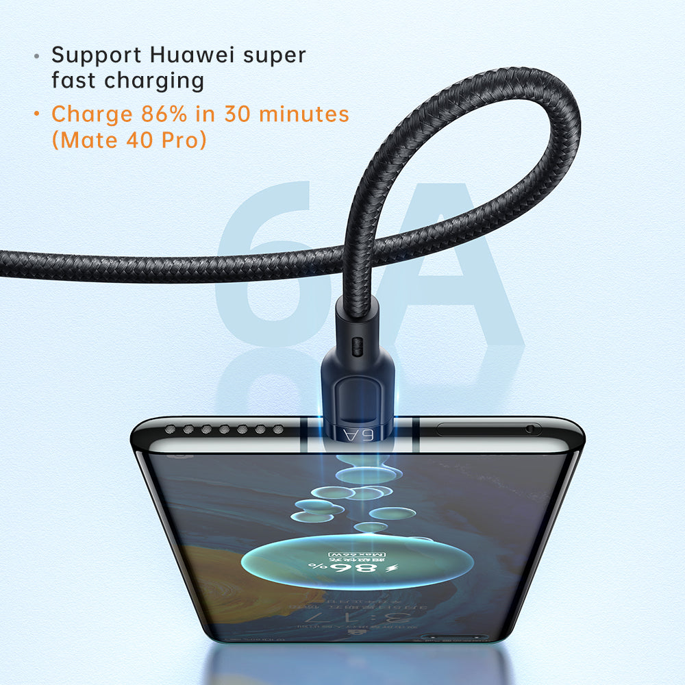 3 in 1 Super Fast Charging Cable High-speed Transmission Data Cable Flexible Braided Wire (L+M+T) - Black