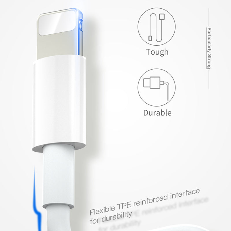 2m OD 3.0 USB to Lightning 8-pin Flexible Charging Cable Wear-resistant Cell Phone Data Cable for Apple Devices