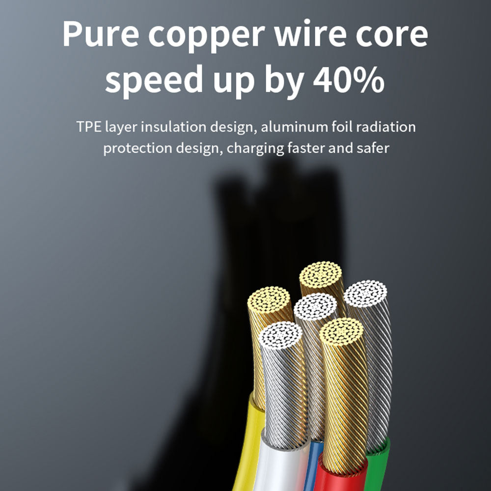 ADC-009 1m Type-C to Lightning 8 Pin Fast Charging Cable Zinc Alloy Flexible Cable Supports Data Transmission - Black