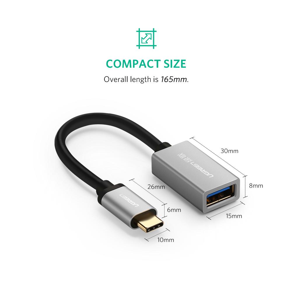 Uniqkart 0.1m Type-C Male to USB 3.0 Female OTG Adapter 5Gbps Data Transfer Cable