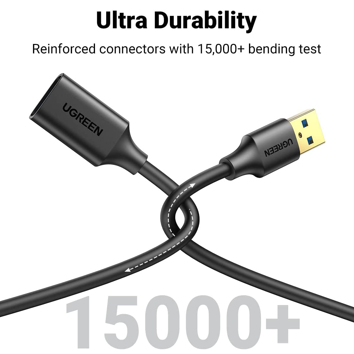 Uniqkart 30125 0.5m USB 3.0 Male to Female Extension Cable Data Transmission Cord Adapter Wire for Webcam USB Keyboard Mouse Flash Drive