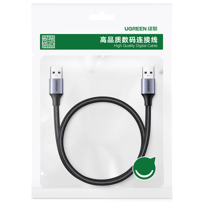 Uniqkart 80789 USB 3.0 Male to Male Braided Cable 0.5m Fast Speed Data Transmission Cord for Laptop/Flash Drive/Computer