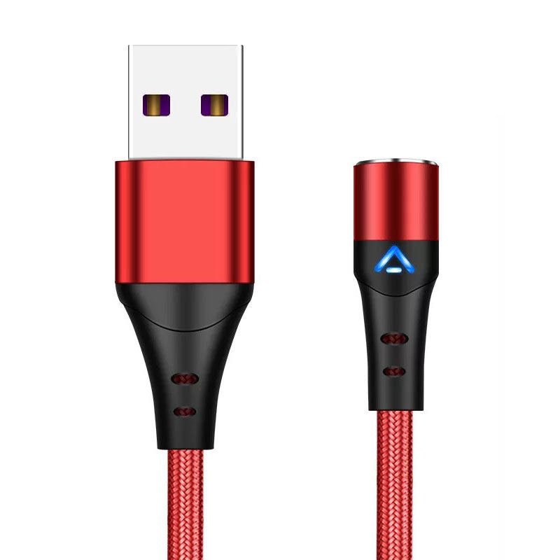 1m Magnetic Adsorption Nylon Braided 5A Fast Charging Cable USB Data Cord with LED Indicator (No Magnetic Adapter) - Red