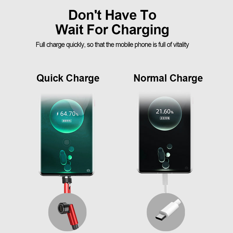 2m 540 Degrees Rotating Magnetic Fast Charging Cable Lightning Plug Braided Data Cord - Black